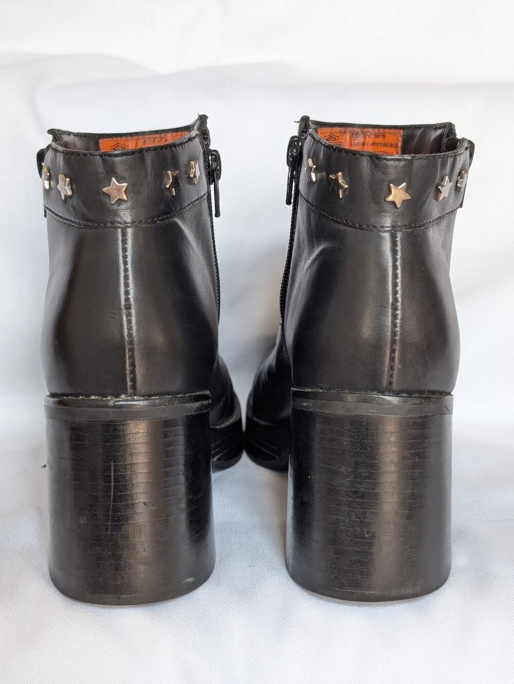 Harley-Davidson Women's Black Leather Ankle Boots Star Studs Side Zip Moto Sz 7 - Picture 10 of 16